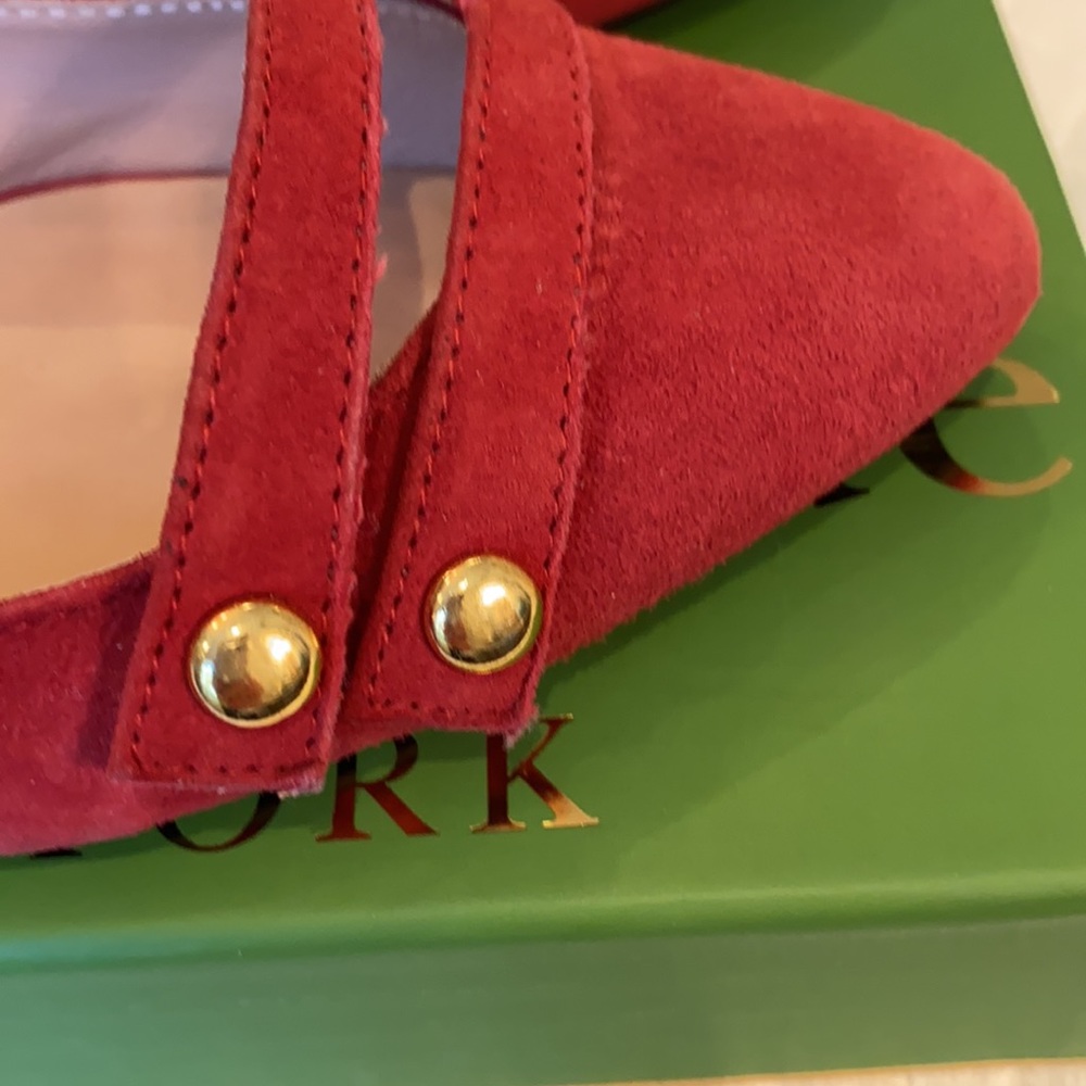 Kate Spade Size 7.5 M Red Kid Suede Flats Enna - Picture 9 of 10